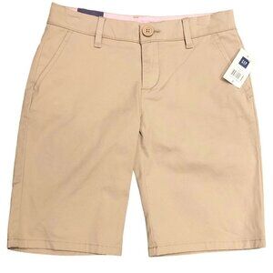 New GAP Kids Girls Tan Khaki Long Bermuda Chino Shorts Adjustable Waist 8